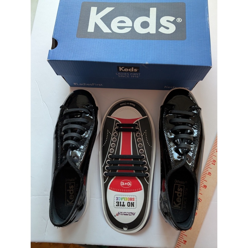 Keds Jump Kick Duo Black Patent Leather Women US 6 Casual Athleisure